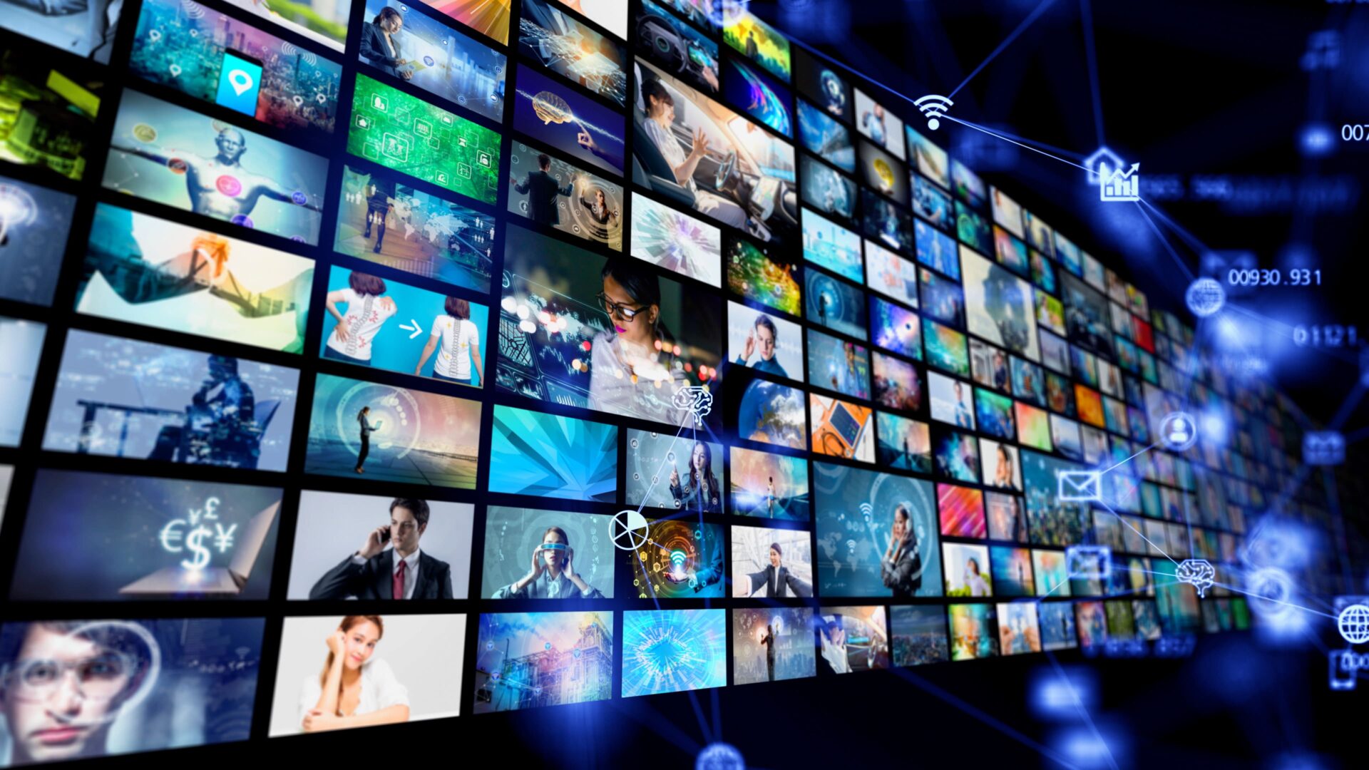 A wall of screens.