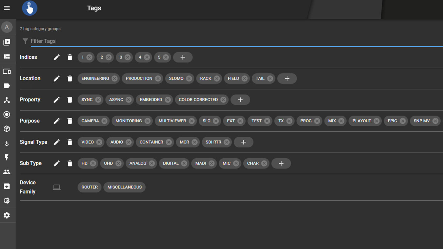 Magellan Touch software tags screen