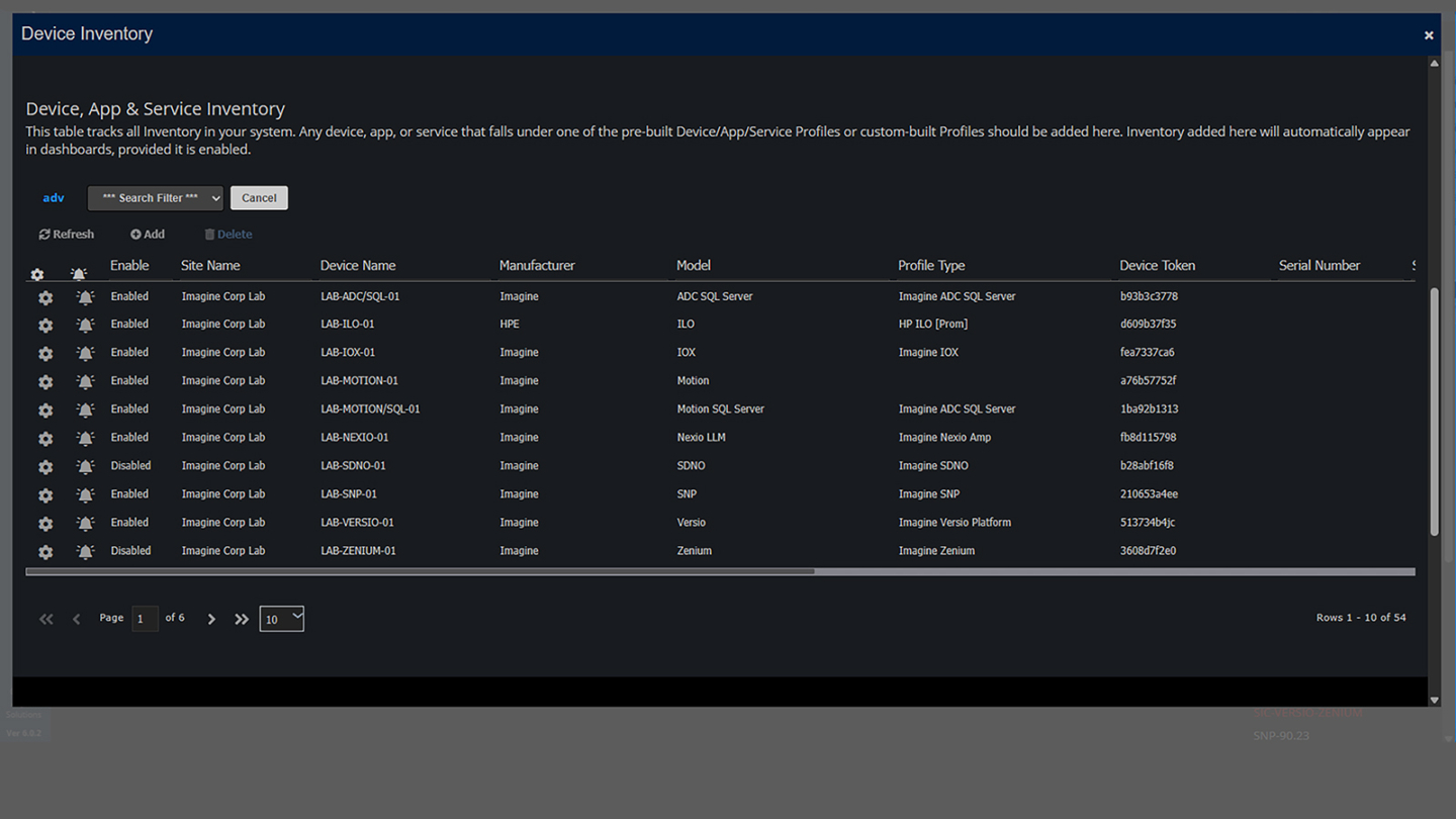screen capture of the IMS software service