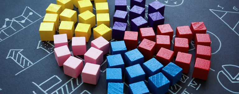 Marketing charts and cubes as segments.