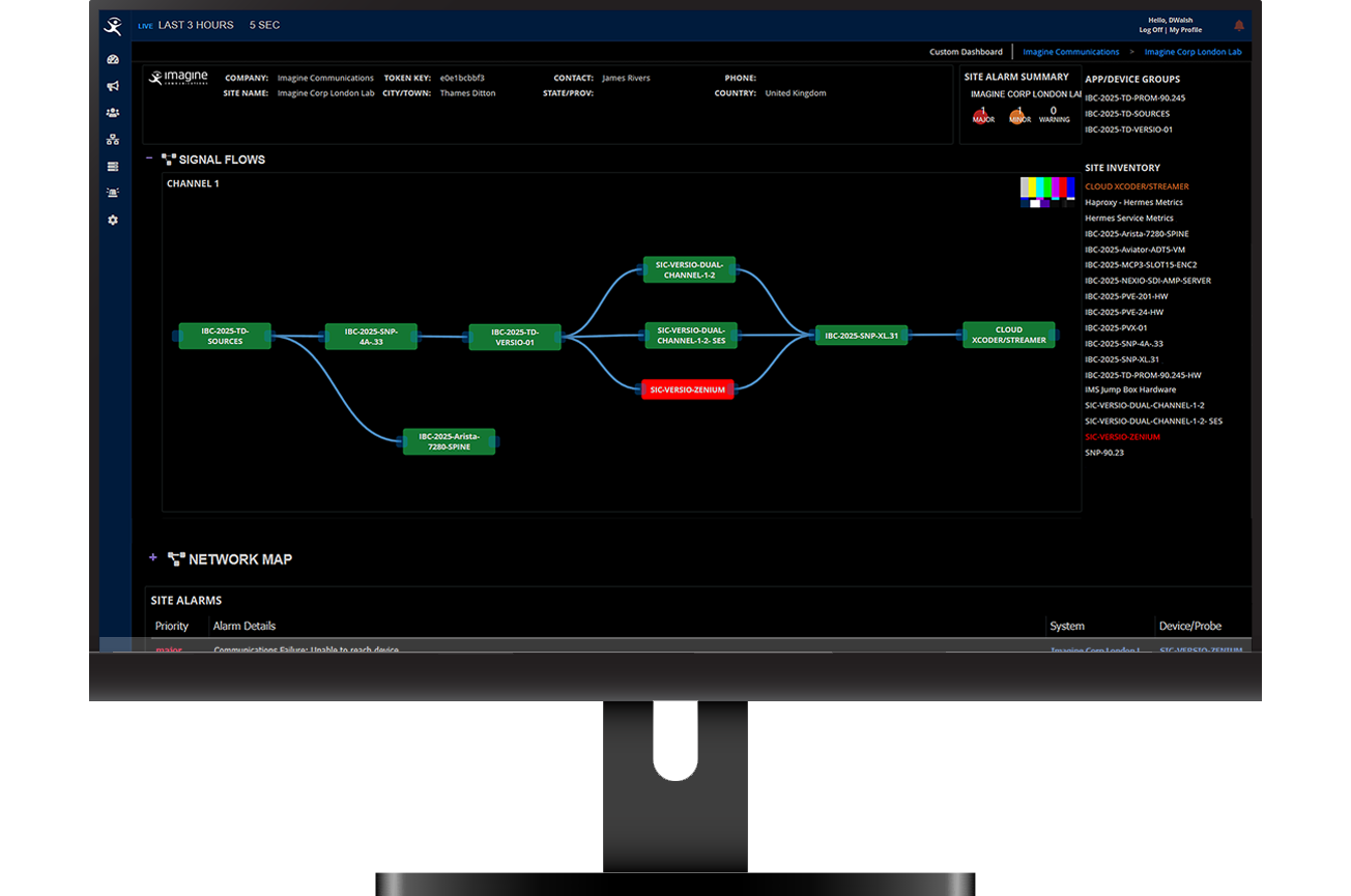 Screen cap of the IMS software shown on a desktop monitor
