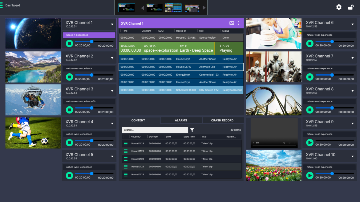 software screen capture of the Imagine XVR Playout Engines