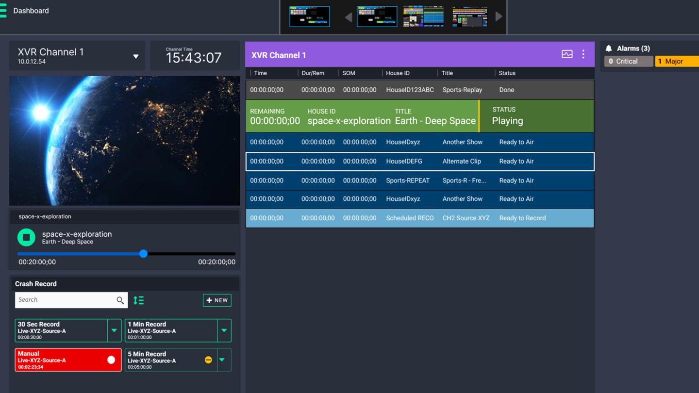 software screen capture of the Imagine XVR Playout Engines