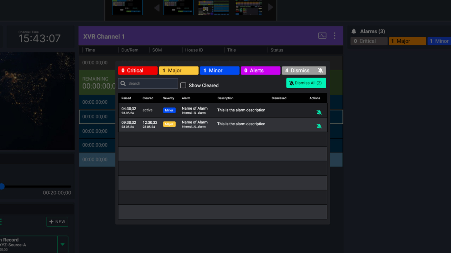 software screen capture of the Imagine XVR Playout Engines