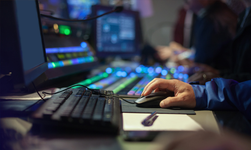 operators at a television broadcast booth