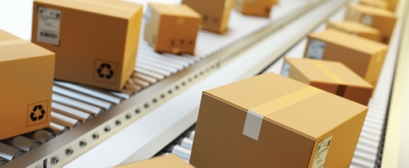 abstract image of boxes on a conveyer belt