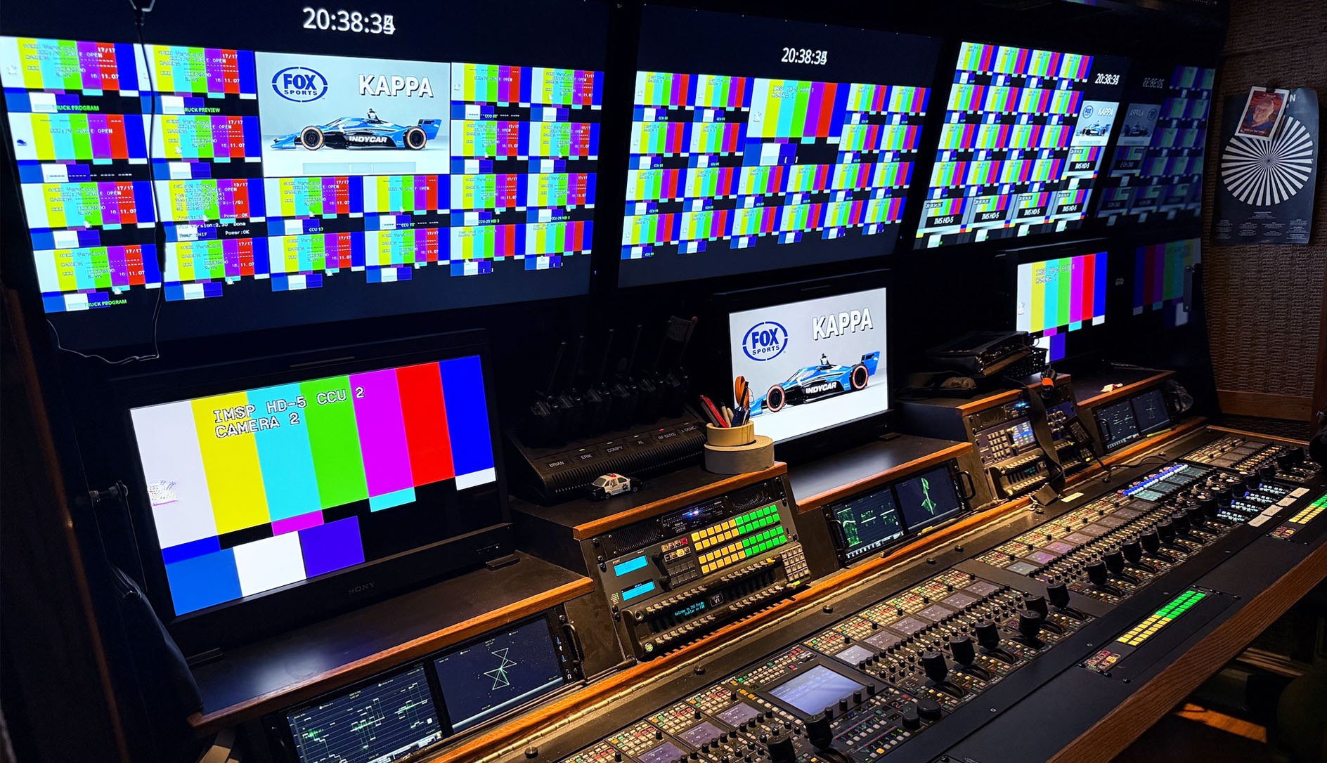 inside the IMS Productions broadcast facility with many multiviewer screens