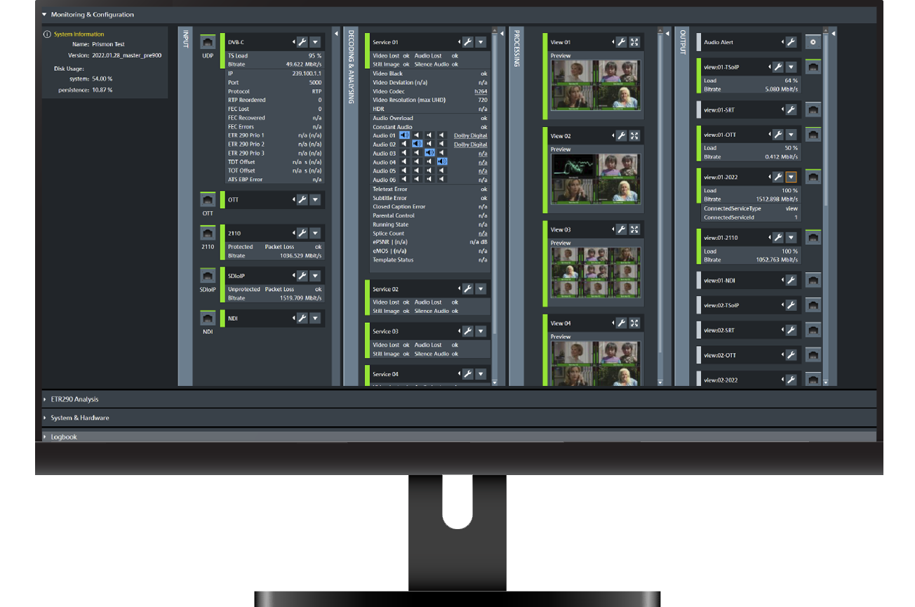 Prismon software UI showing on a desktop monitor