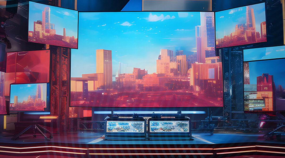 live television set with many operator screens