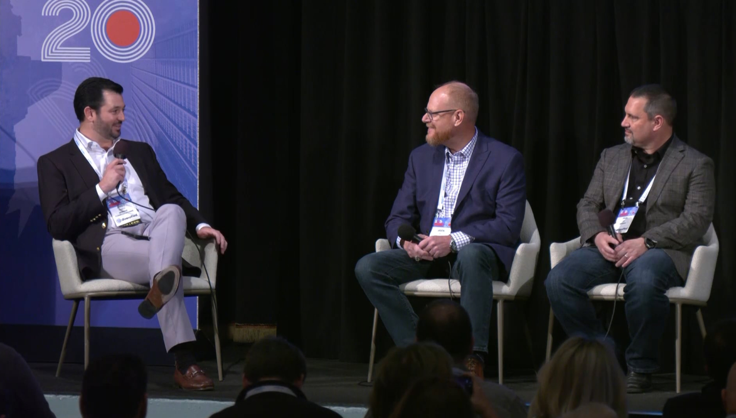 photo of the panelists live on stage at SVG 20