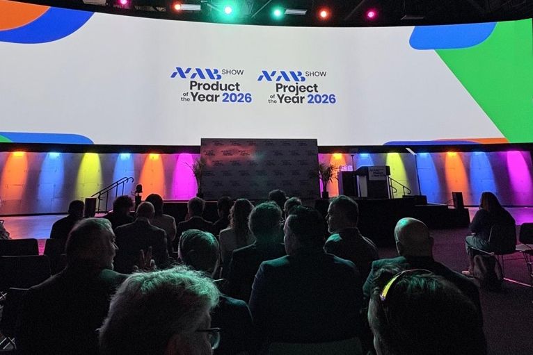 NAB 2026 Project of the Year awards stage showing Imagine as a winner