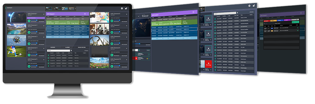 multiple screens showing the XVR software