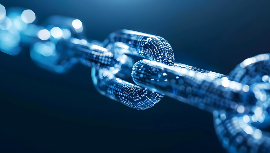 virtual chain links made up of 1s and 0s